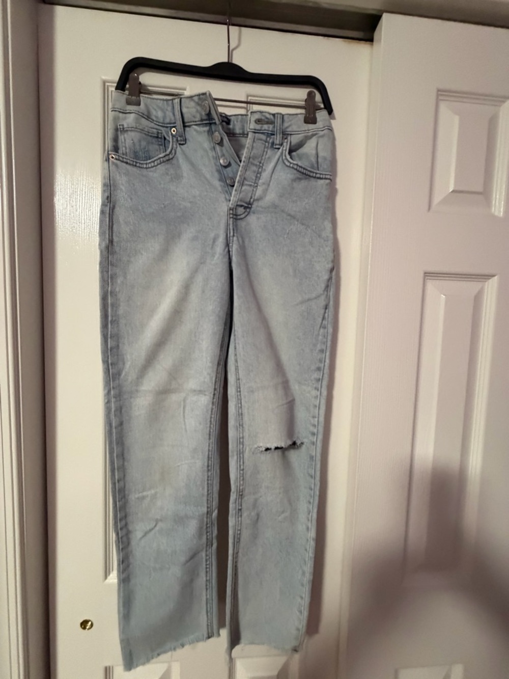 wild fable Light Blue Straight-Leg Jeans with Button Fly